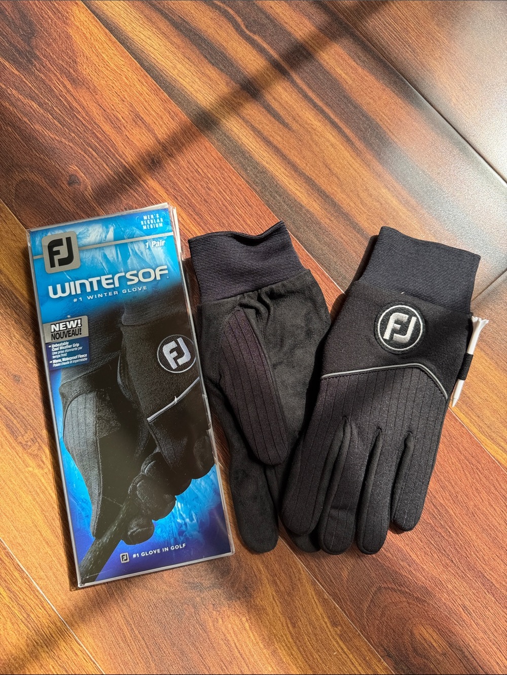FJ FootJoy Wintersof Men’s Regular Medium Winter Gold Gloves Black 66904EA100
